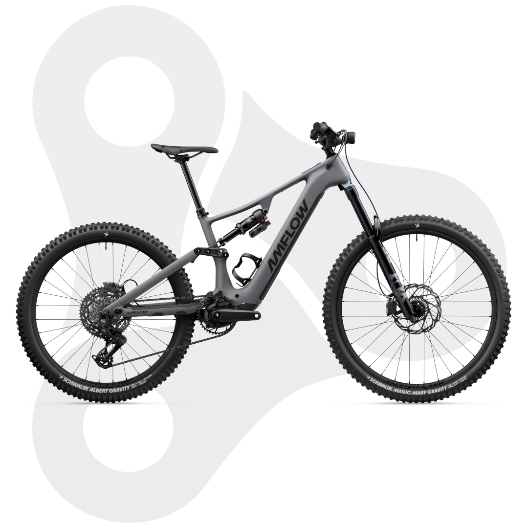 Amflow PR Carbon Pro Fully E-MTB in der Farbe Basalt Grau (einem dunklen Grauton)