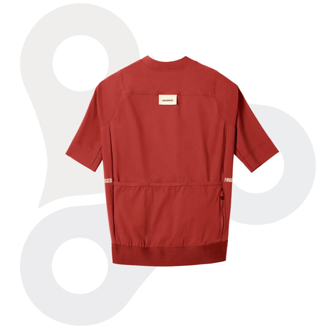 Fingerscrossed Damen Road-Jersey in der Farbe brick (Ziegelsteinrot) von hinten