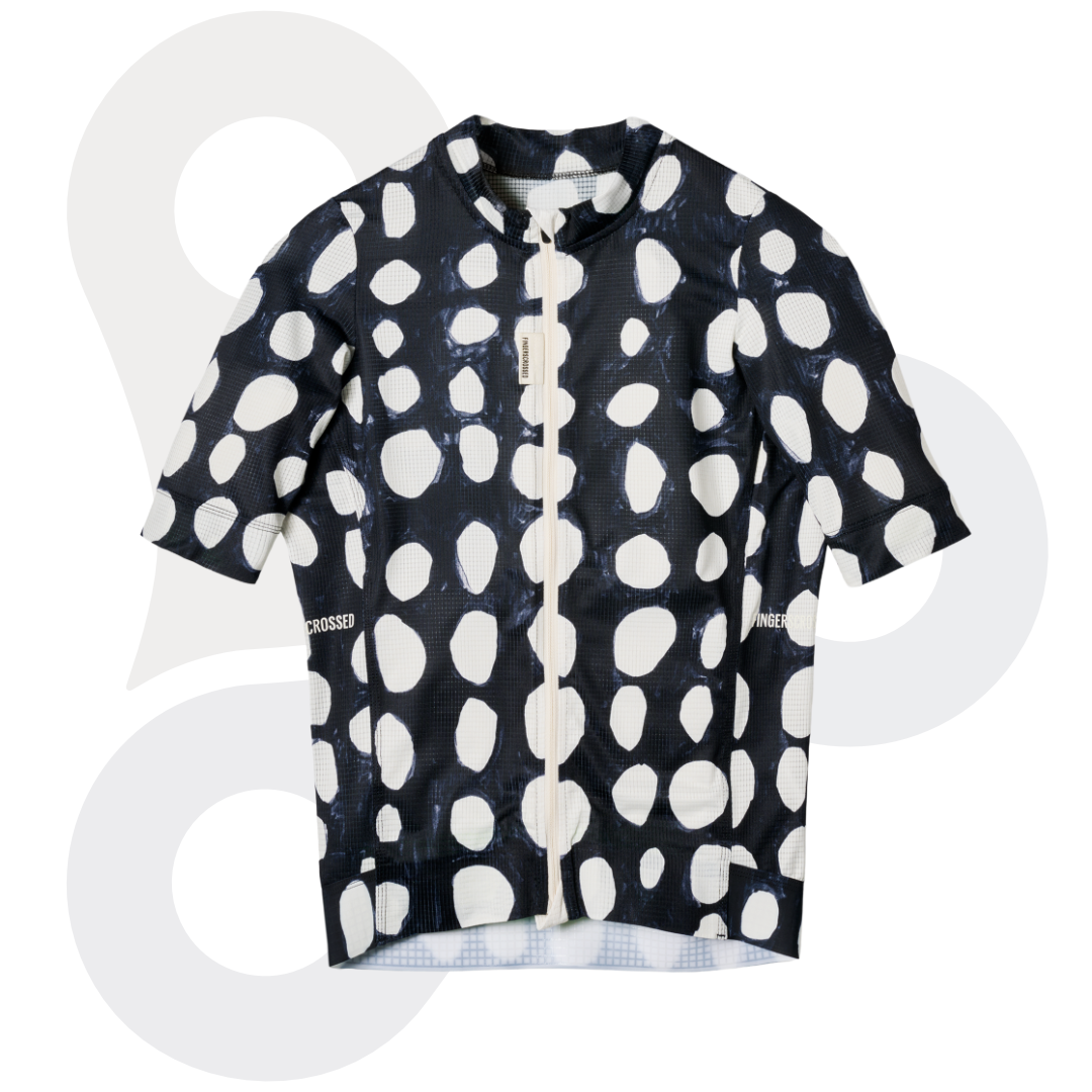 Fingerscrossed Superlight Jersey im Dots Design (weiße Punkte auf schwarzem Grund)