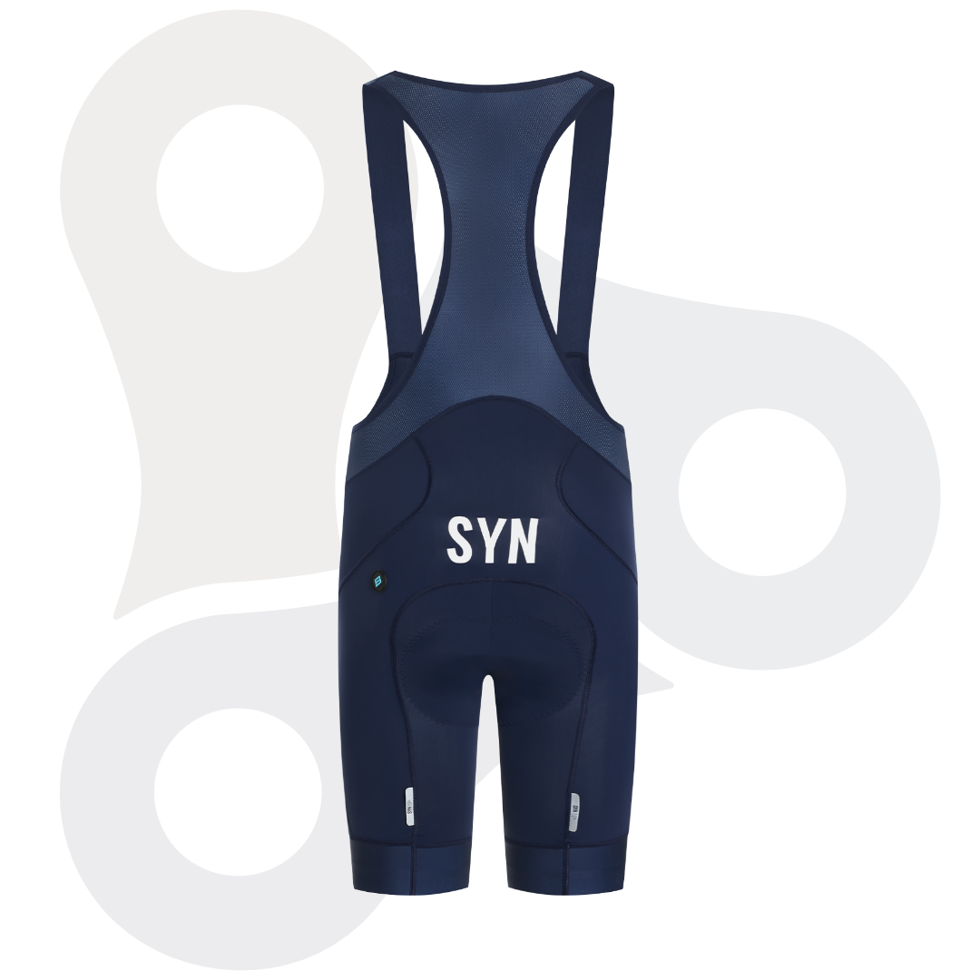 SYN Training Bib Shorts für Herren in Farbe Pacific von hinten