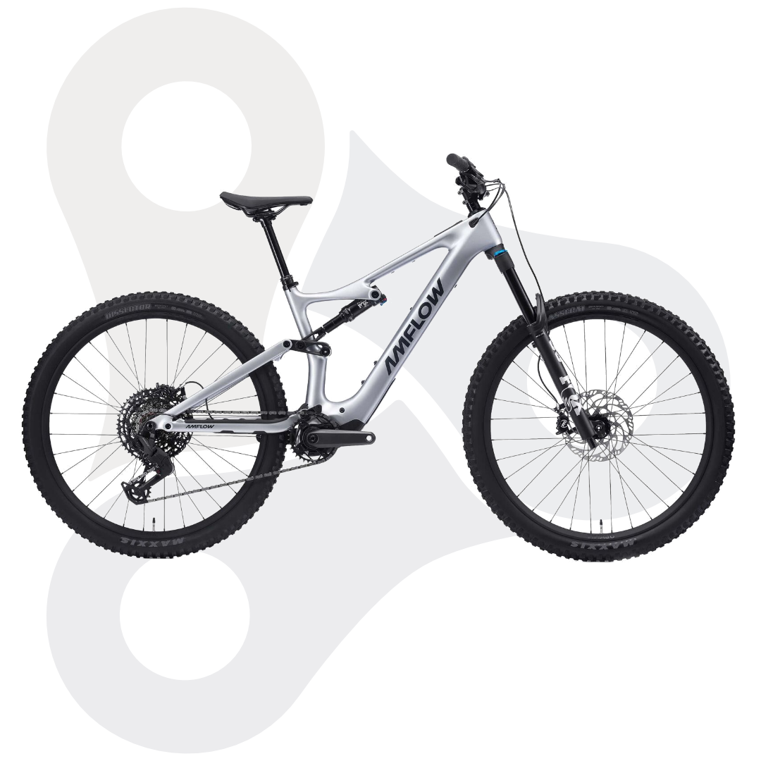 Amflow PL Carbon 800Wh Fully E-Mountainbike in der Farbe Satin Silver