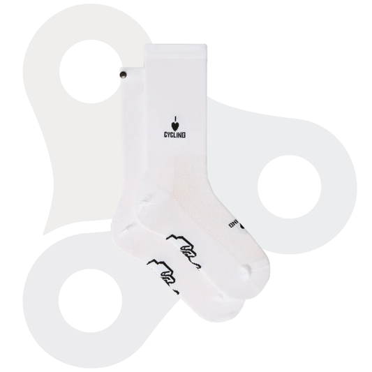 FINGERSCROSSED Socken #Classic Iconic I Love Cycling, weiß