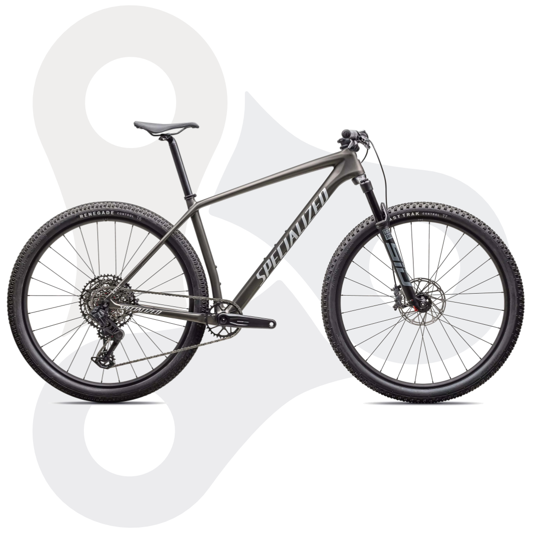 Sepcialized Epic HT Comp in der Farbe Satin Gunmetal | Metallic White Silver