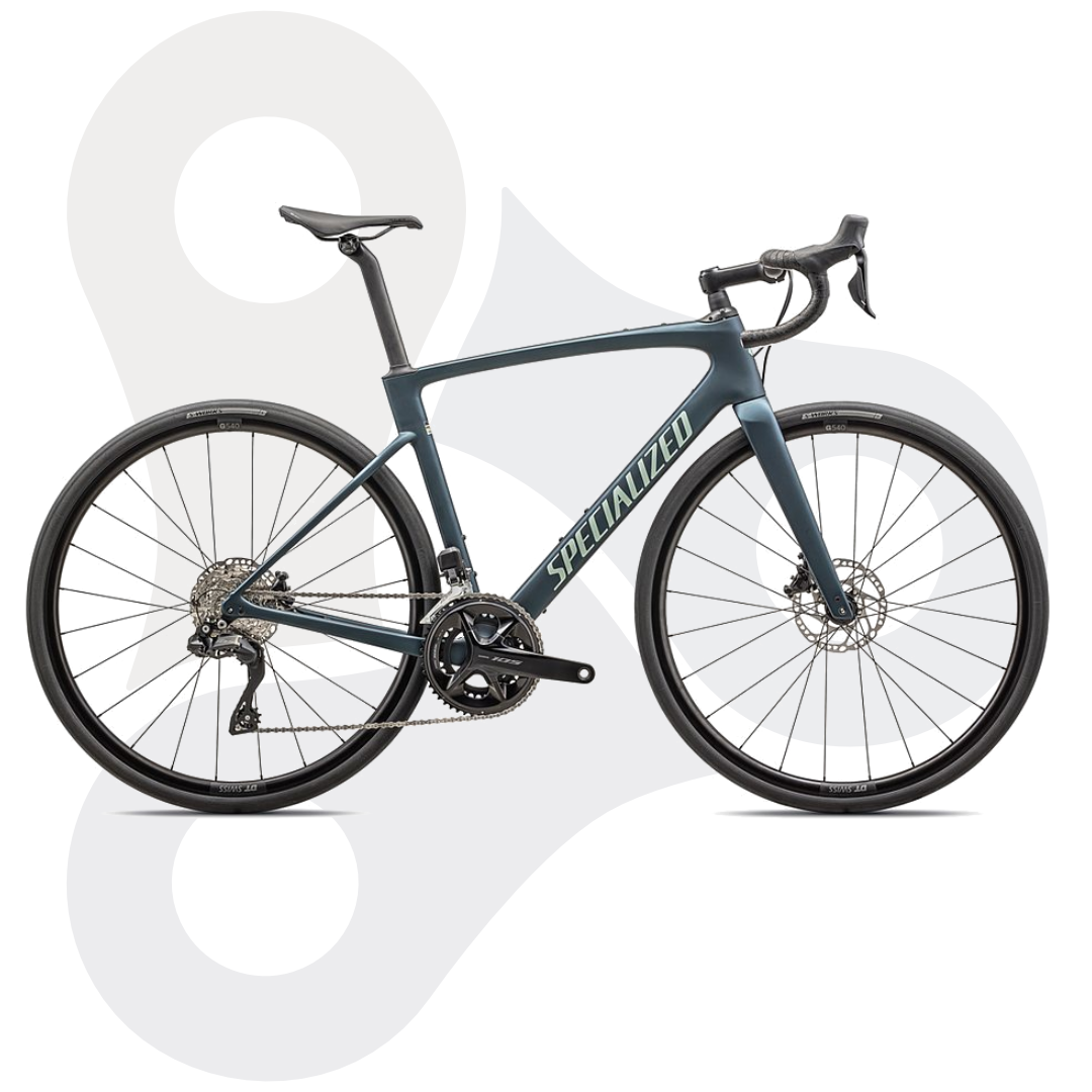 Specialized Roubaix Comp in der Farbe Metallic Deep Lake | White Sage Metallic