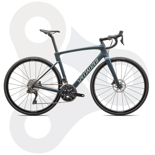 Specialized Roubaix Comp in der Farbe Metallic Deep Lake | White Sage Metallic