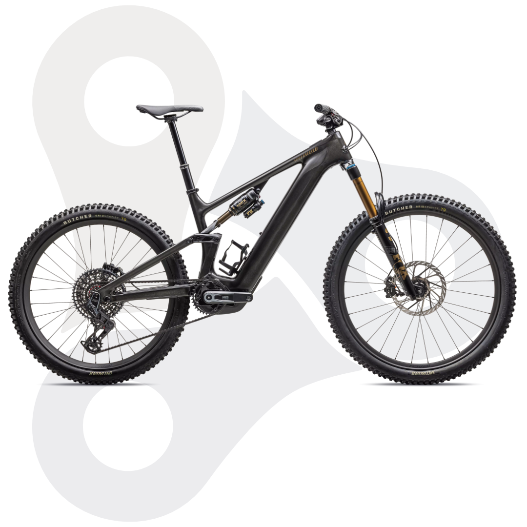 Specialized Turbo Levo 4 Pro E-Mountainbike in der Farbe Gloss Metallic Obsidian | Burnt Gold Metallic