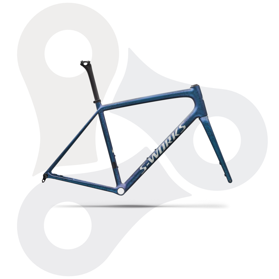 S-Works Aethos 2 Rennradrahmen in der Farbe Satin Black Ink Wash / Pearl / Shadow Silver
