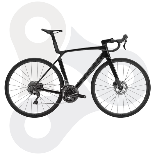 Trek Madone Rennrad in der Farbe Gloss Dark Star (einem glänzenden Schwarzton)