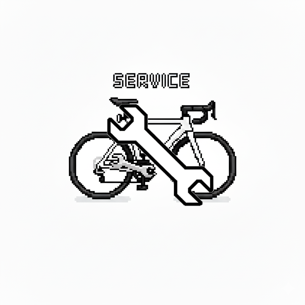 Bike Service Icon mit Rad und Schraubenschlüssel