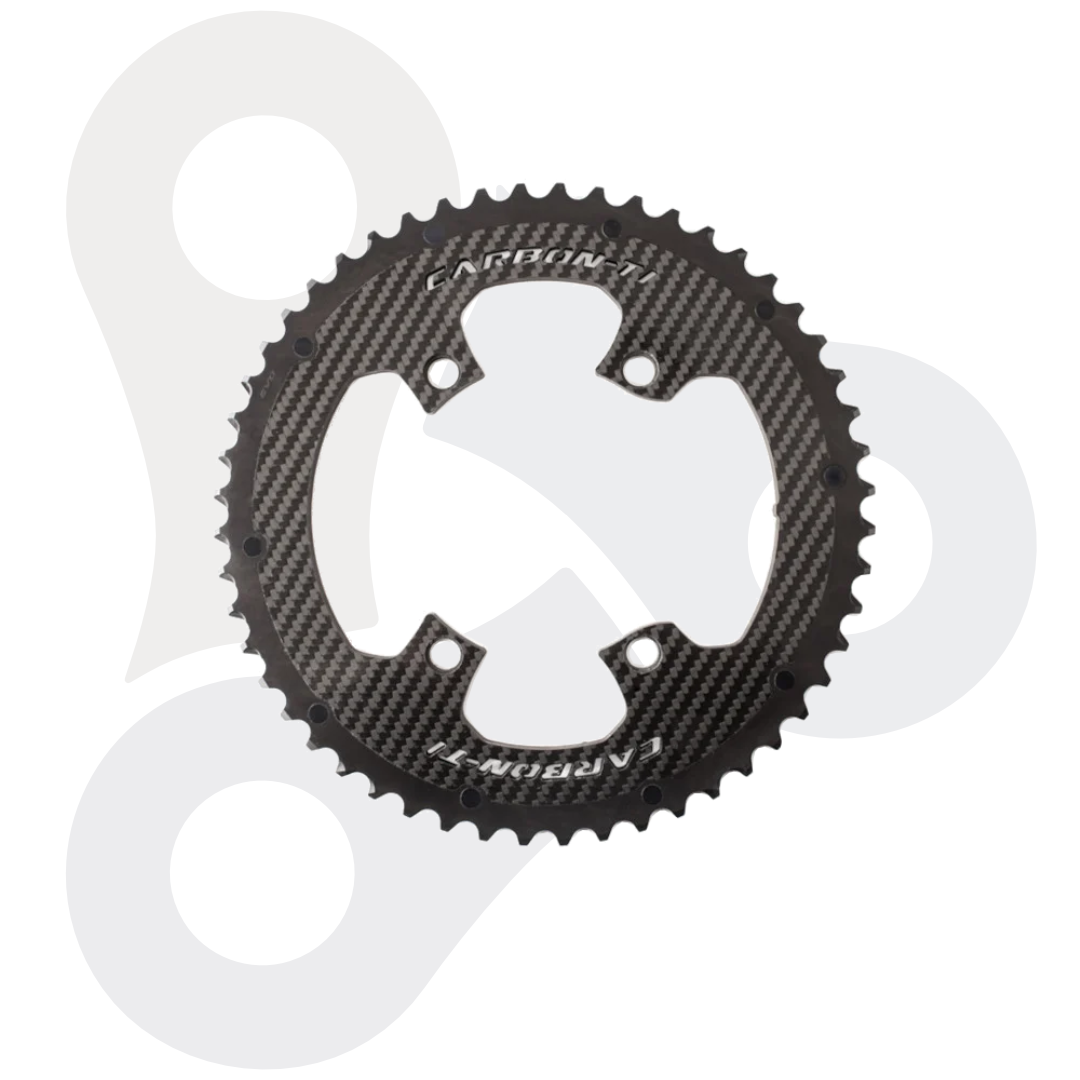Carbon-Ti - Kettenblatt X-CarboRing X-AXS 4-Arm, LK 107 asymmetrisch  | außen 46 Zähne